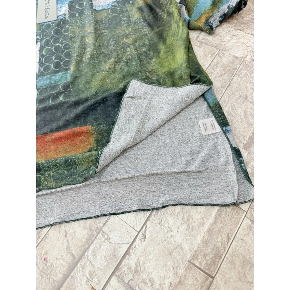 NEW Shana Top Womens Large Colorful Mixed Print Fleece Dolman - Picture 10 of 13